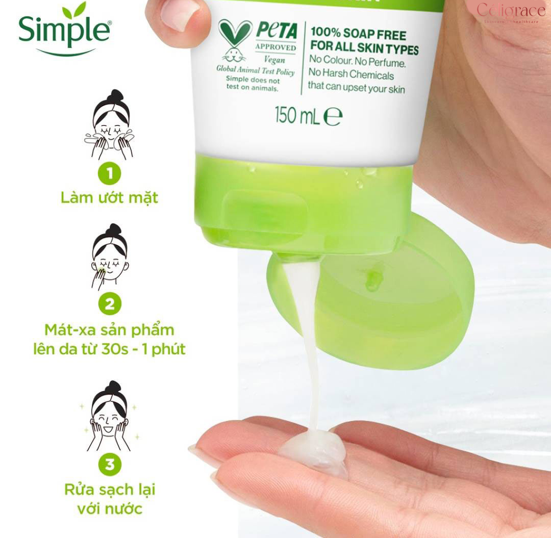 Sữa Rửa Mặt Simple Dưỡng Ẩm Cho Da Khỏe Và Mịn Màng Moisturising Facial Wash 150ml (Xanh Lá)