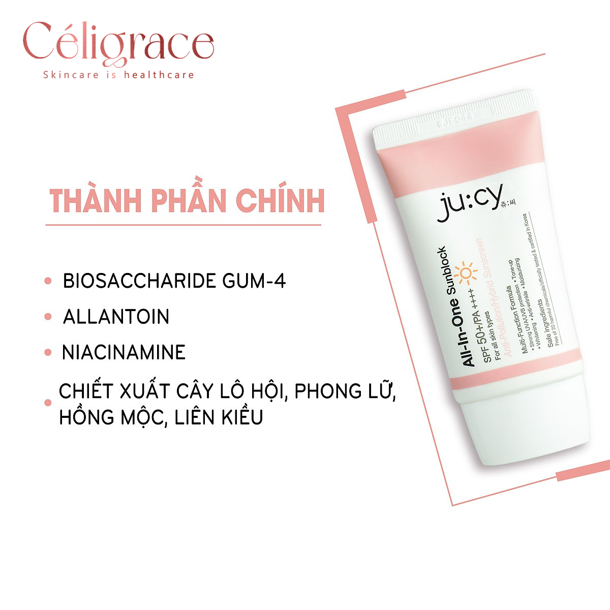 [Tuýp Mới 50ml] Kem Chống Nắng Ju:cy Nâng Tone All-In-One Sunblock SPF50+ PA++++