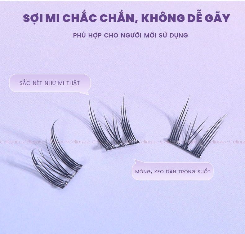H-9076 - Mi Giả Từng Cụm HEY Tự Dính Không Dùng Keo, Phong Cách Mắt Mèo