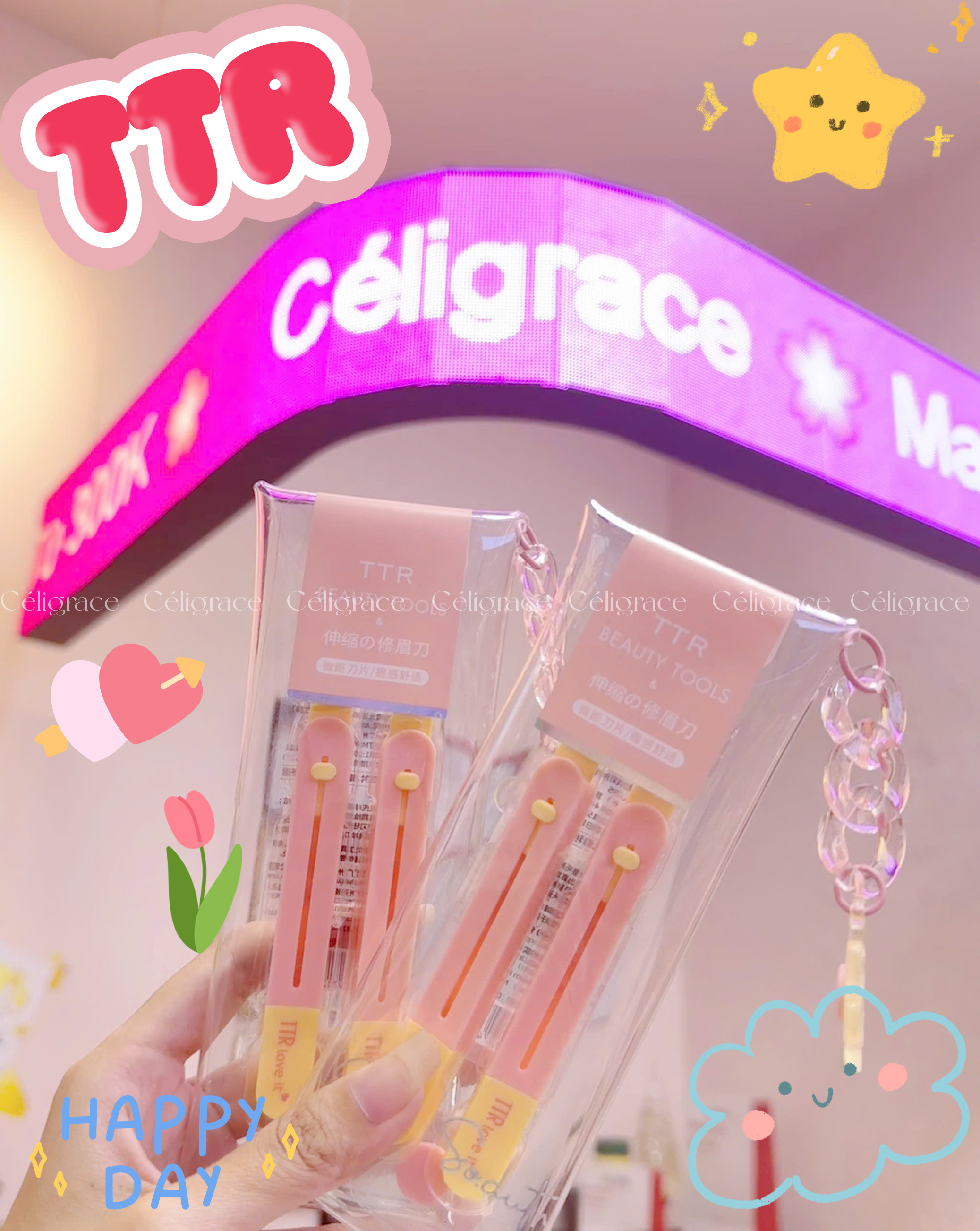 CM-TTR0128 - Set 2 Dao Cạo Lông Mày TTR Thu Gọn An Toàn Dễ Sử Dụng