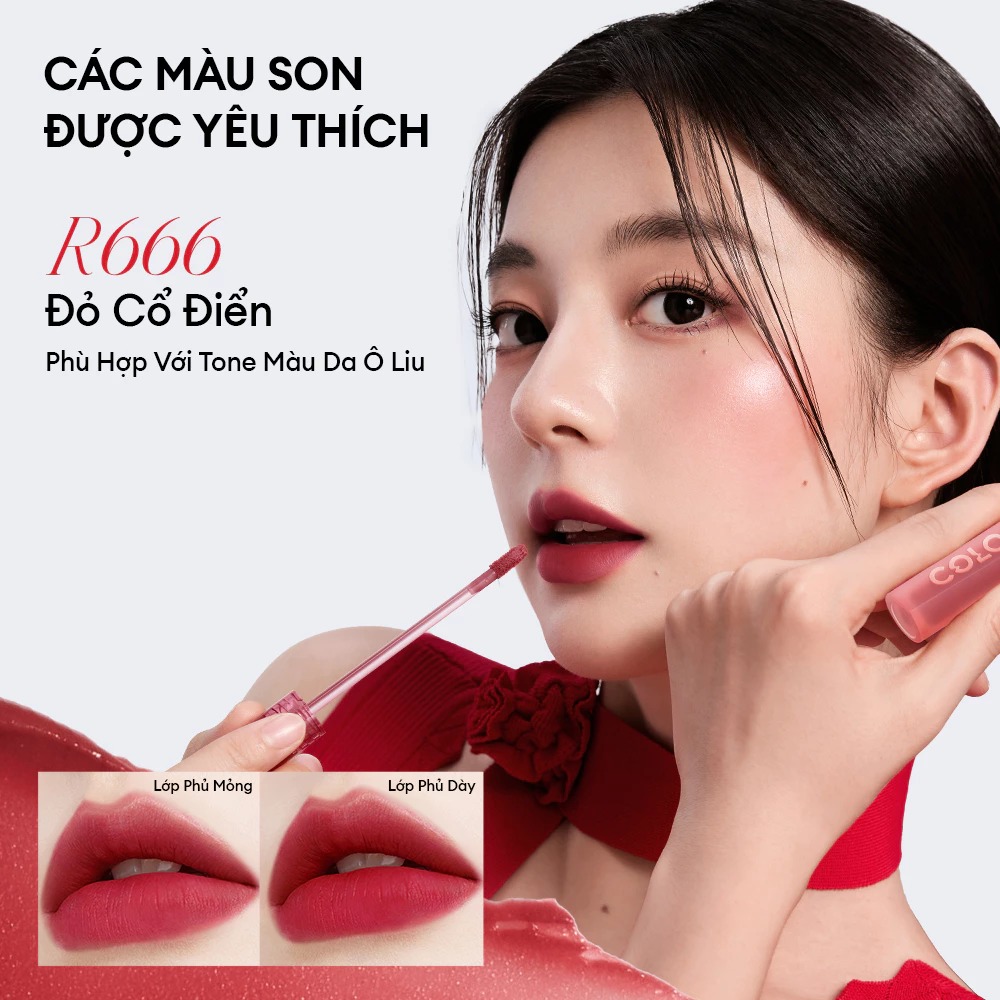 Son Kem Nhung, Mịn Lì Colorkey Airy Velvet Lip Lacquer 2.5g (Phiên Bản Mới)