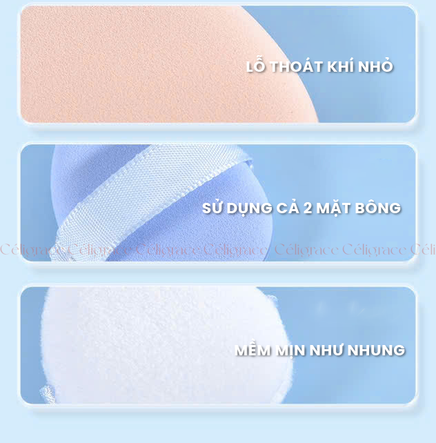 H-9049 - Hộp Set 5 Bông Phấn Mini Xỏ Ngón HEY Kèm Giỏ Đựng Xinh Xắn