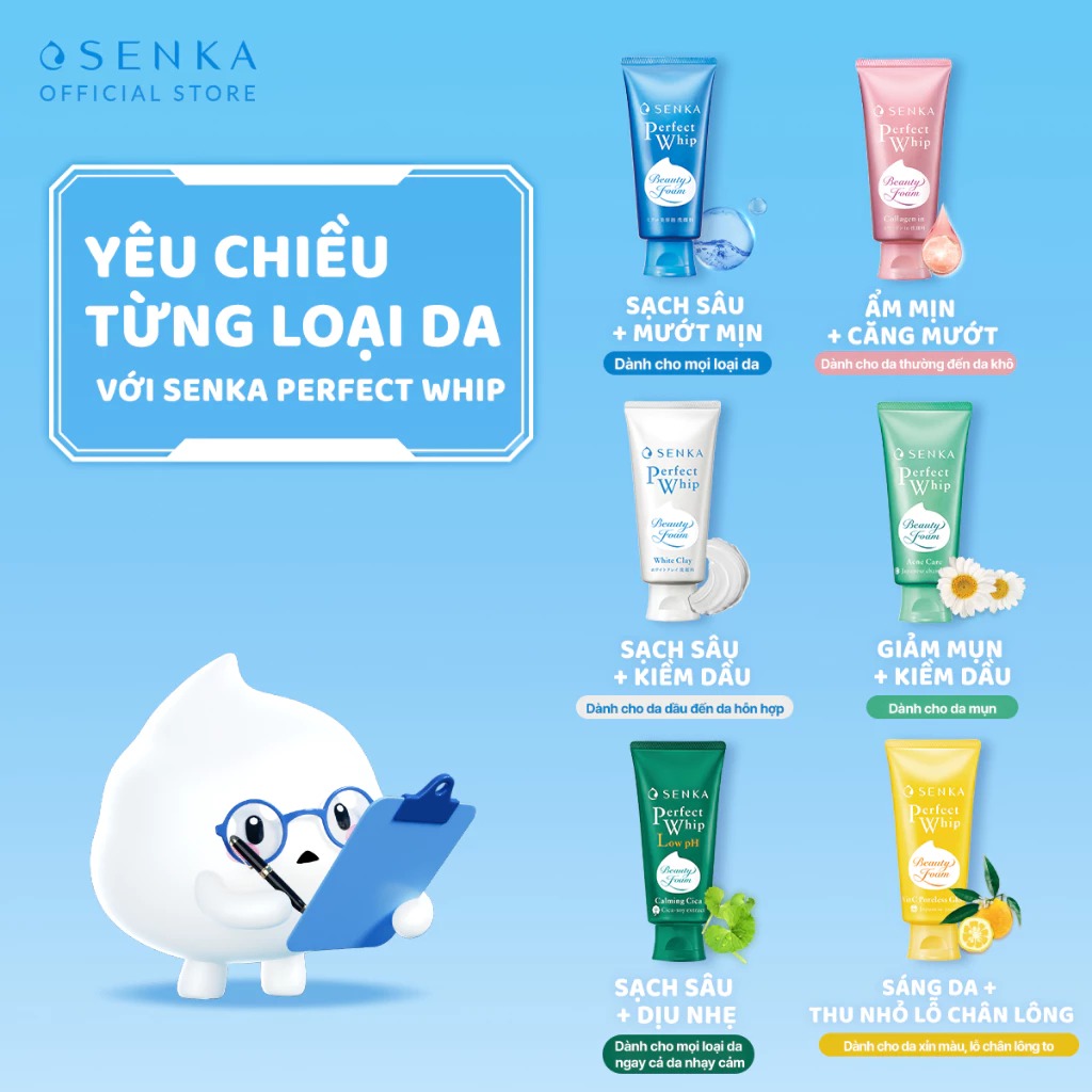 Sữa Rửa Mặt Senka Dưỡng Sáng Mờ Thâm Perfect Whip Vit C 100g