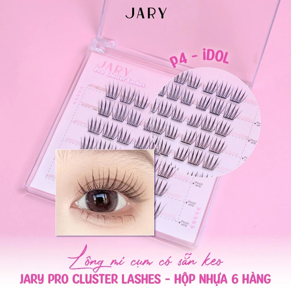 Lông Mi Cụm Có Sẵn Keo Jary Pro Cluster Lashes - Hộp Nhựa 6 Hàng (Không vỏ giấy)