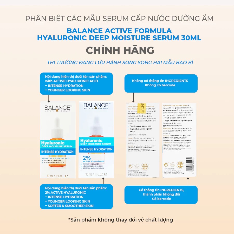 Tinh Chất Balance Dưỡng Ẩm Da Active Formula Hyaluronic Deep Moisture Serum 30ml