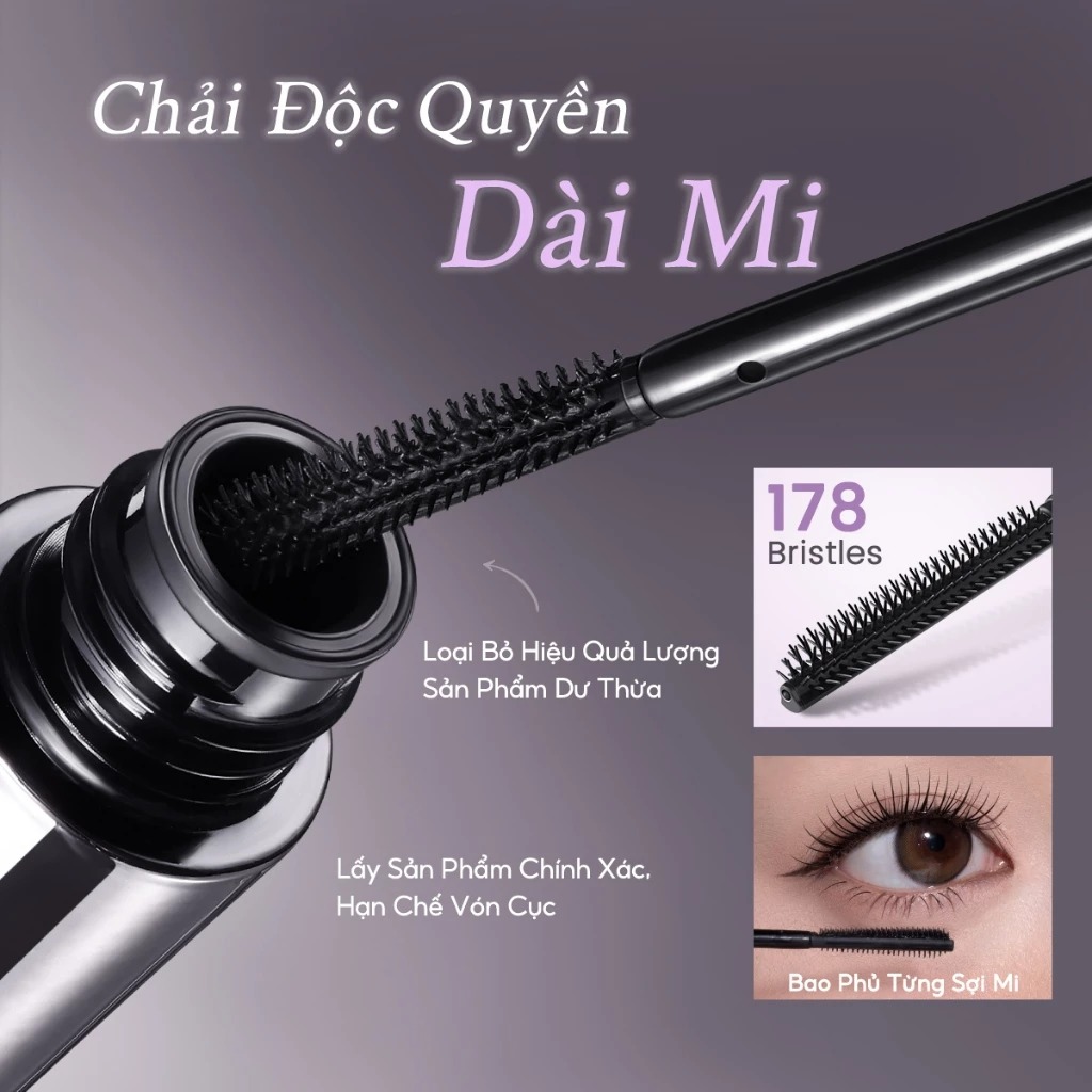Mascara FOCALLURE Đầu Cọ Sợi Mảnh Lenthening BK01 7.3G