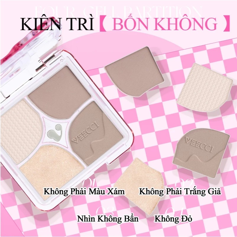 Bảng Phấn Bắt Sáng Và Tạo Khối VEECCI Tự Nhiên Lâu Trôi Chống Nước 8.6g