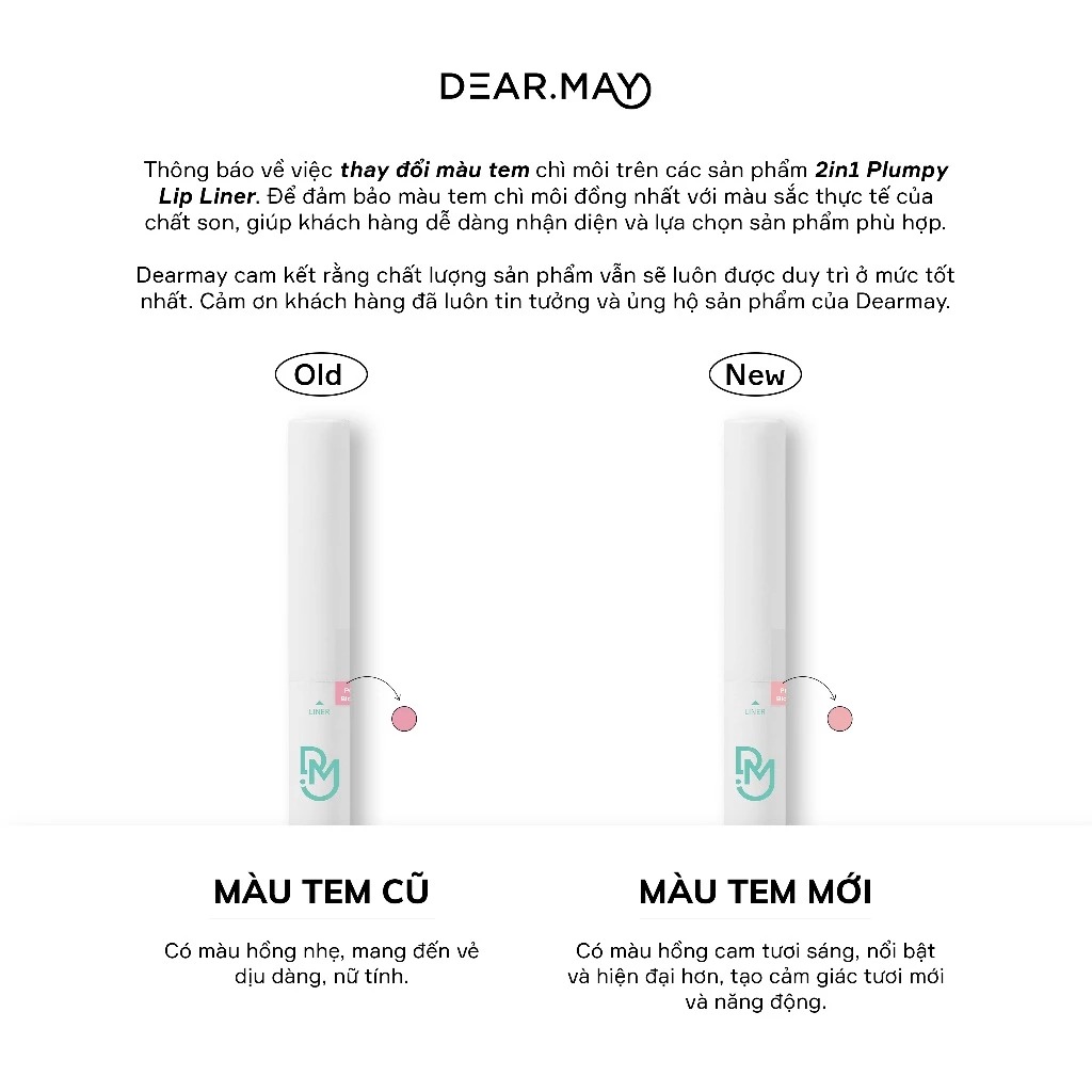 Chì Kẻ Viền Môi Dearmay Tạo Khối Môi 2 Đầu 2In1 Plumpy Lip Liner 0.46g
