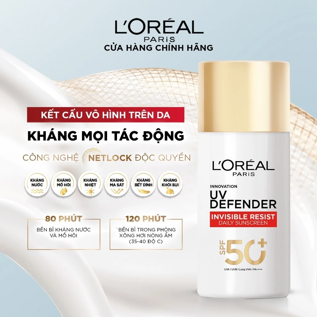 Kem Chống Nắng L'OREAL Mịn Nhẹ, Bảo Vệ Da, Ngăn Ngừa Lão Hóa UV Defender Serum Protector SPF 50+/PA++++ 50ml