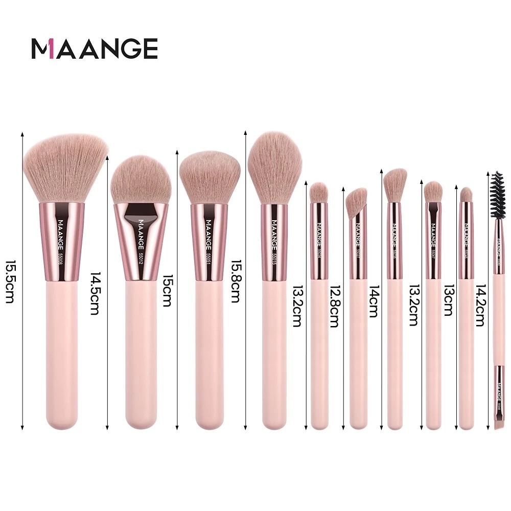 MAANGE - Bộ 10 Cọ Trang Điểm Pinkedition Kèm Hộp Giấy Đựng Cọ 55075