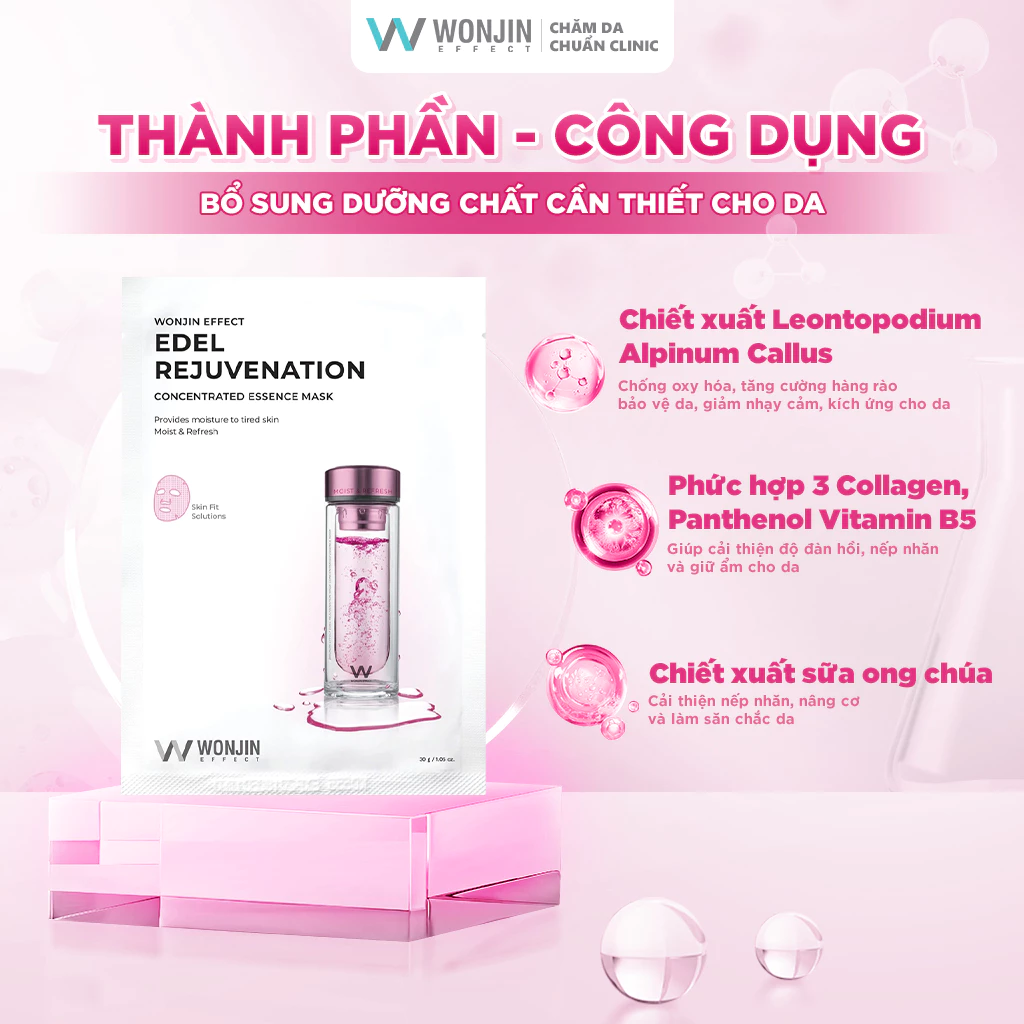 Mặt Nạ Cấp Ẩm, Hỗ Trợ Dưỡng Sáng, Phục Hồi Da Chuyên Sâu Wonjin Effect Concentrated Essence Mask 30g