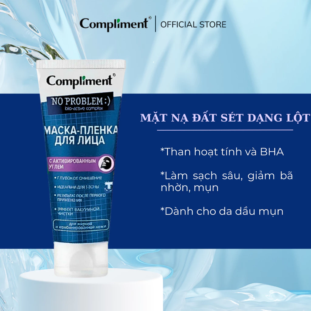 Mặt Nạ Đất Sét Compliment No Problem Mask Giúp Làm Sạch Sâu Kiểm Soát Dầu Giảm Bã Nhờn 80ml
