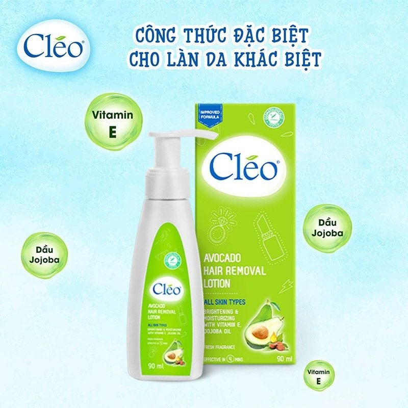 Lotion Tẩy Lông Cléo Dạng Sữa Cho Mọi Loại Da Avocado Hair Removal Lotion All Skin Types 90ml