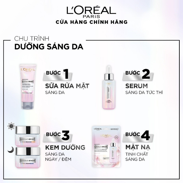 Kem Dưỡng Da L'OREAL Hỗ Trợ Mờ Thâm Nám Glycolic Bright Glowing Cream 50ml