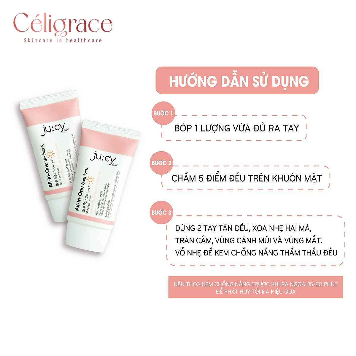 [Tuýp Mới 50ml] Kem Chống Nắng Ju:cy Nâng Tone All-In-One Sunblock SPF50+ PA++++