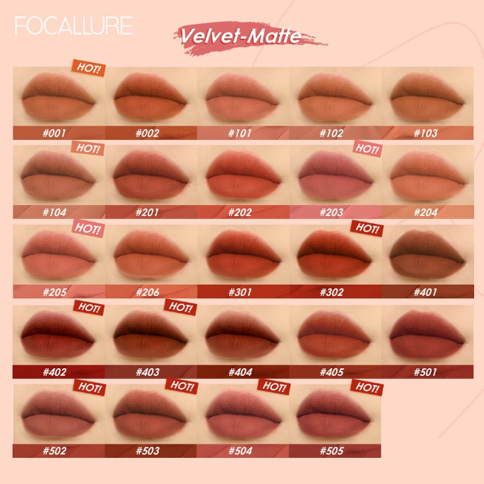 Son Kem Lì FOCALLURE Super Velvet Chất Nhung Mềm Mịn Quyến Rũ FA196 2.4g (Nắp Hồng)