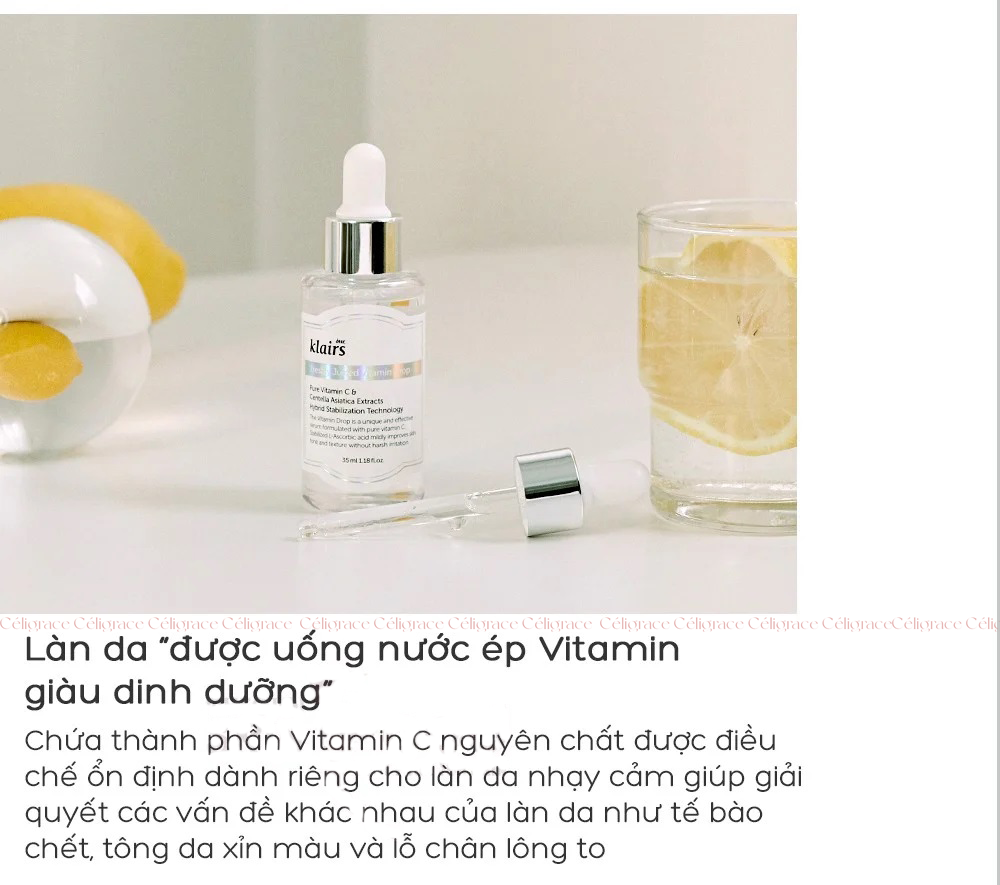 Serum Klairs Dưỡng Sáng Và Làm Đều Màu Da Vitamin C Freshly Juiced Vitamin Drop 35ml