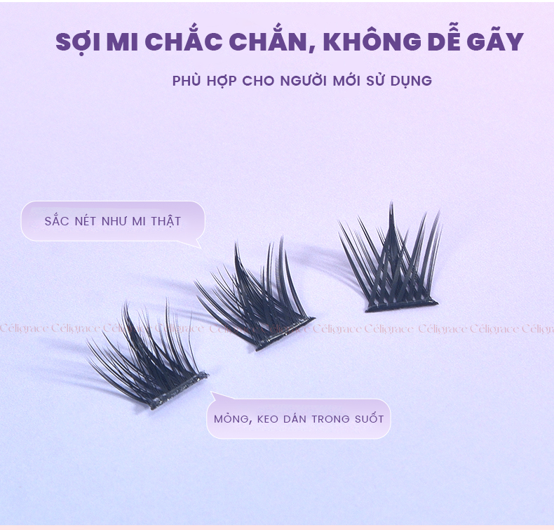 H-9078 - Mi Giả Từng Cụm HEY Tự Dính Không Dùng Keo, Phong Cách Cá Tính