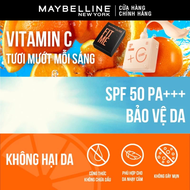Kem Nền MAYBELLINE Tươi Mướt Chống Nắng Bảo Vệ Da SPF50 Fit Me Fresh Tint 30ml