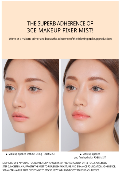 Xịt Khoá Makeup 3CE Có Nhũ Tạo Hiệu Ứng Nền Căng Bóng Shimmer Makeup Fixer 100ml