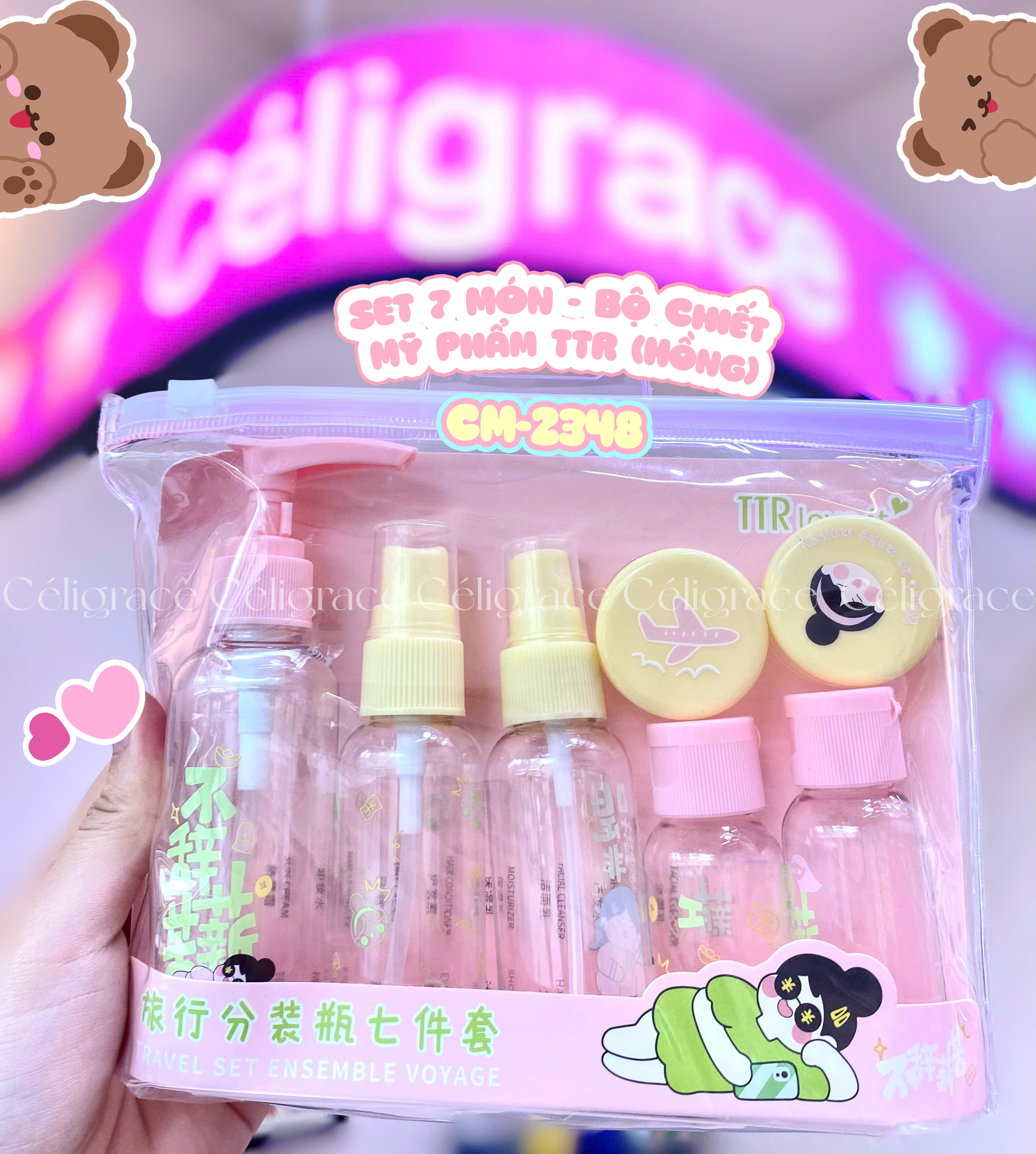 CM-2348 [SET 8 MÓN] - Bộ Chiết Mỹ Phẩm TTR (Hồng)