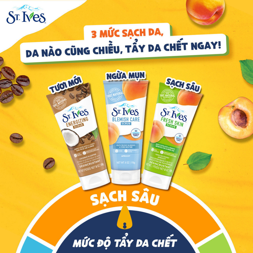 Sữa Rửa Mặt Có Hạt ST.IVES Tẩy Da Chết Chiết Xuất Thiên Nhiên