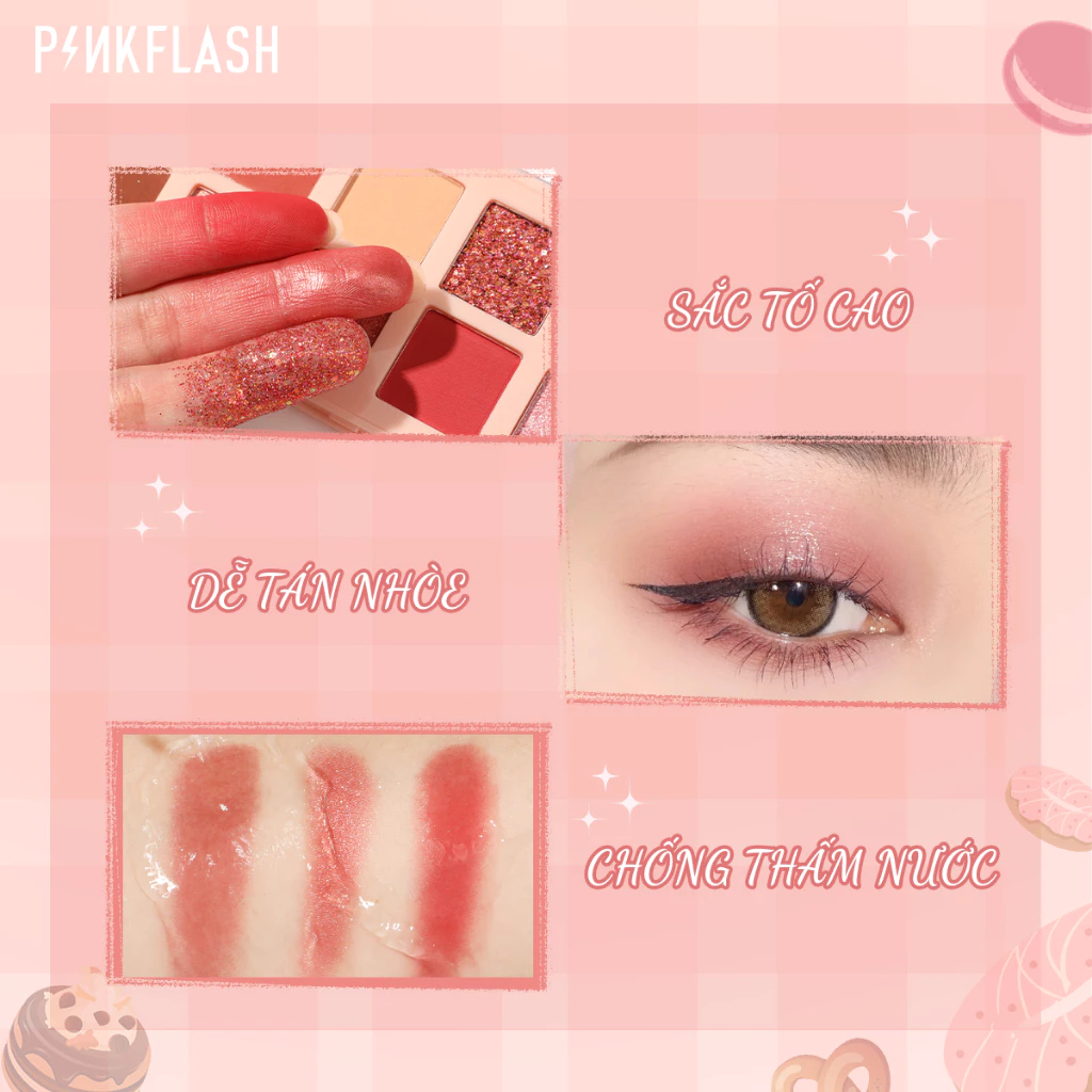 Phấn Mắt PINKFLASH 12 Ô Lâu Trôi Có Nhũ Ánh Kim Pink Dessert Pro Touch Eyeshadow Palette PF-E15