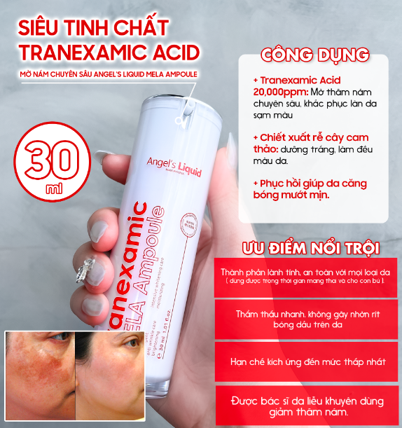 Siêu Tinh Chất Angel's Liquid Xoá Thâm Đỏ, Mờ Sạm Nám Tranexamic Mela Ampoule 30ml