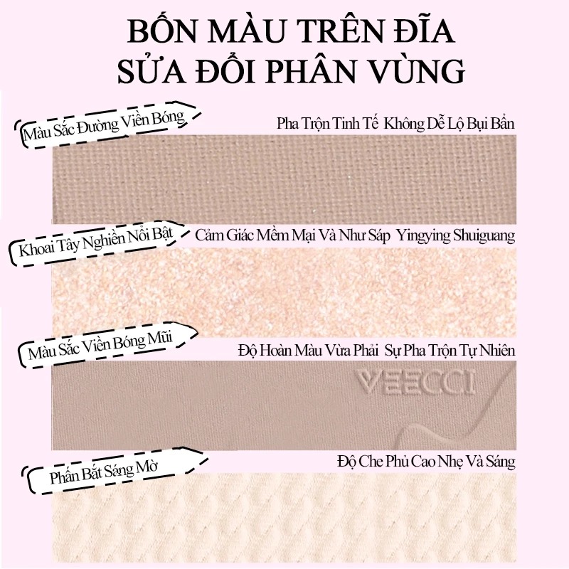 Bảng Phấn Bắt Sáng Và Tạo Khối VEECCI Tự Nhiên Lâu Trôi Chống Nước 8.6g