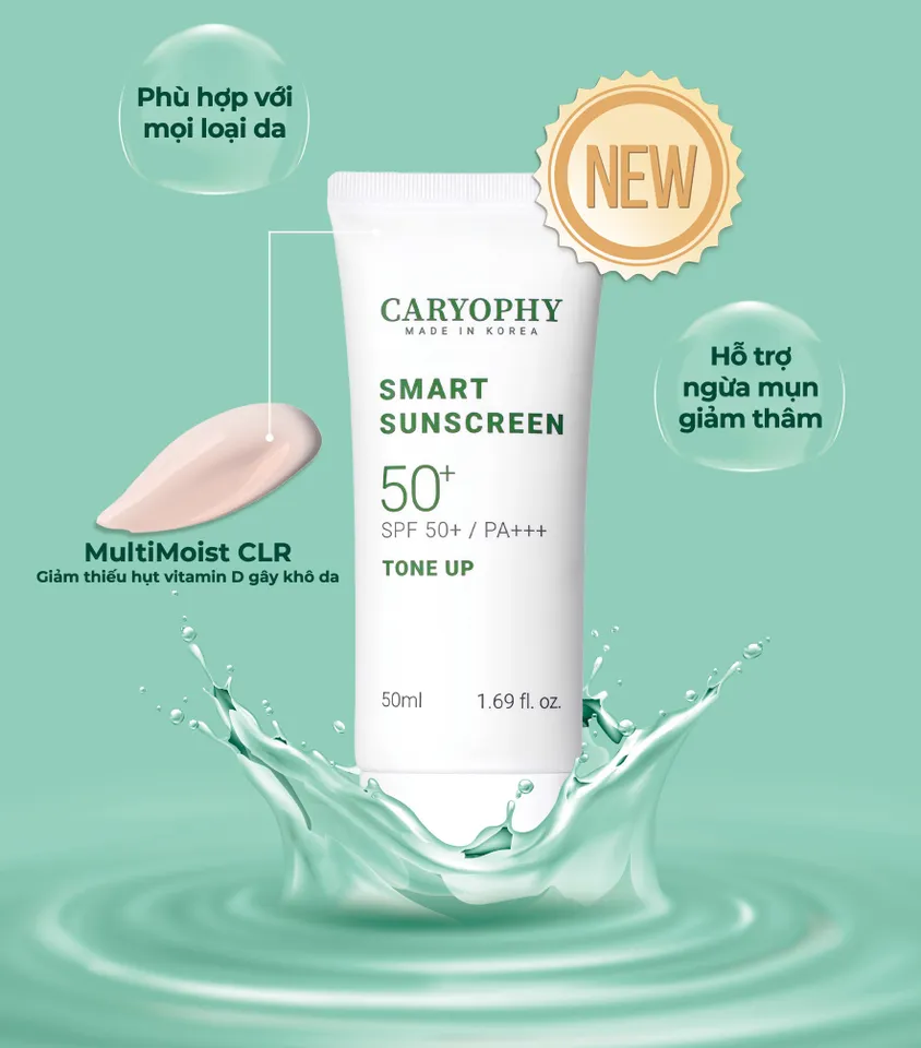 Kem Chống Nắng Caryophy Nâng Tông Smart Sunscreen Tone Up SPF50+/PA+++ 50ml