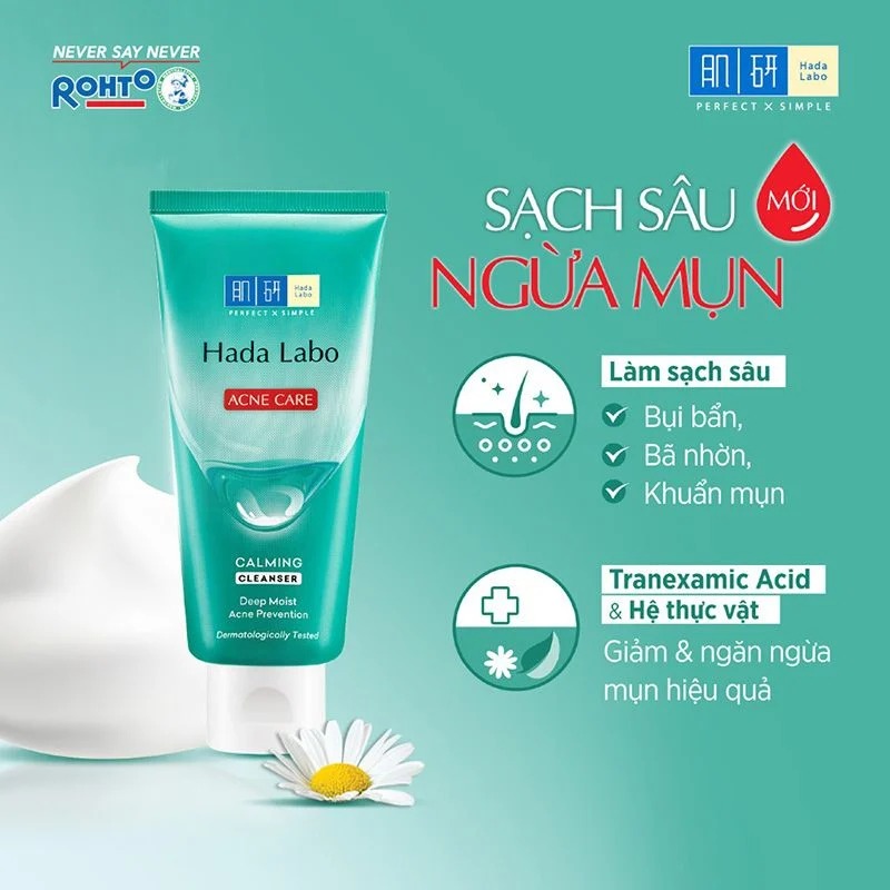 Kem Rửa Mặt Hada Labo Cho Da Mụn Và Nhạy Cảm Acne Care Calming Cleanser 80g