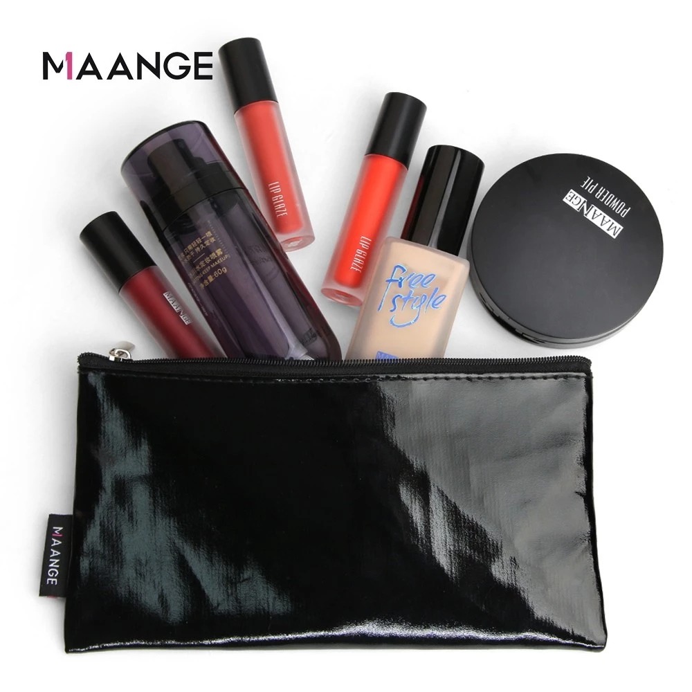 MAANGE - Túi Đựng Cọ Trang Điểm Không Thấm Nước Chất Liệu PU 0117