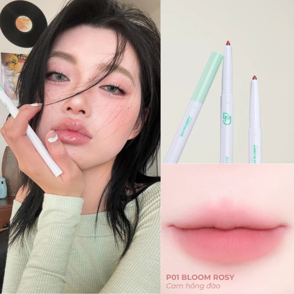 Chì Kẻ Viền Môi Dearmay Tạo Khối Môi 2 Đầu 2In1 Plumpy Lip Liner 0.46g