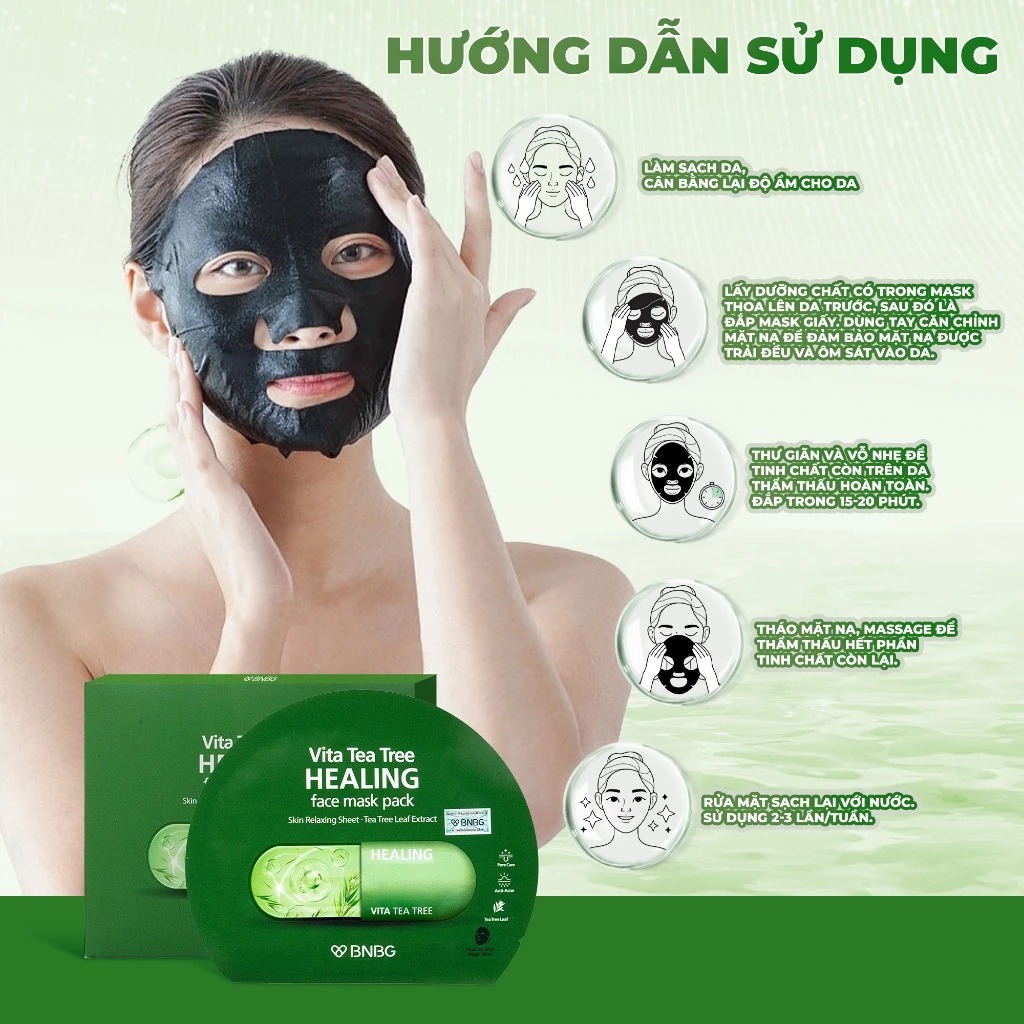 Mặt Nạ Miếng BNBG Thanh Lọc Da, Hỗ Trợ Giảm Mụn Chiết Xuất Tràm Trà Vita Tea Tree Healing Face Mask Pack 30ml