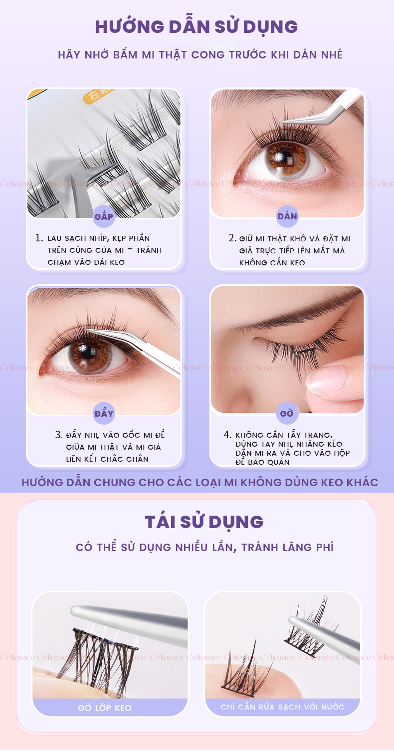 H-9076 - Mi Giả Từng Cụm HEY Tự Dính Không Dùng Keo, Phong Cách Mắt Mèo