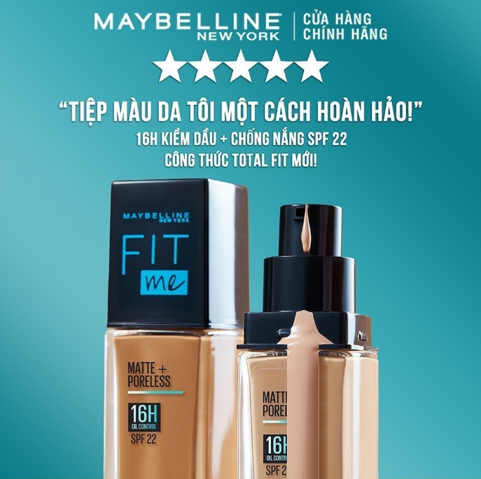 Kem Nền MAYBELLINE Kiềm Dầu, Cho Lớp Nền Mịn Lì Tự Nhiên Fit Me Matte Poreless Foundation 30ml