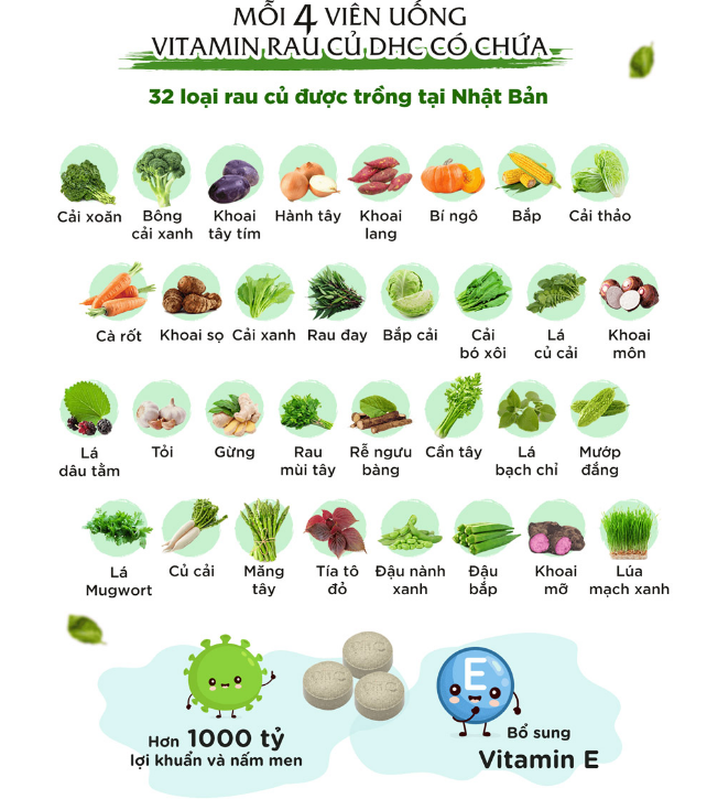 Viên Uống DHC Rau Củ Quả Tổng Hợp Bổ Sung Dinh Dưỡng Perfect Vegetable - Premium Japanese Harvest (Dạng Túi)
