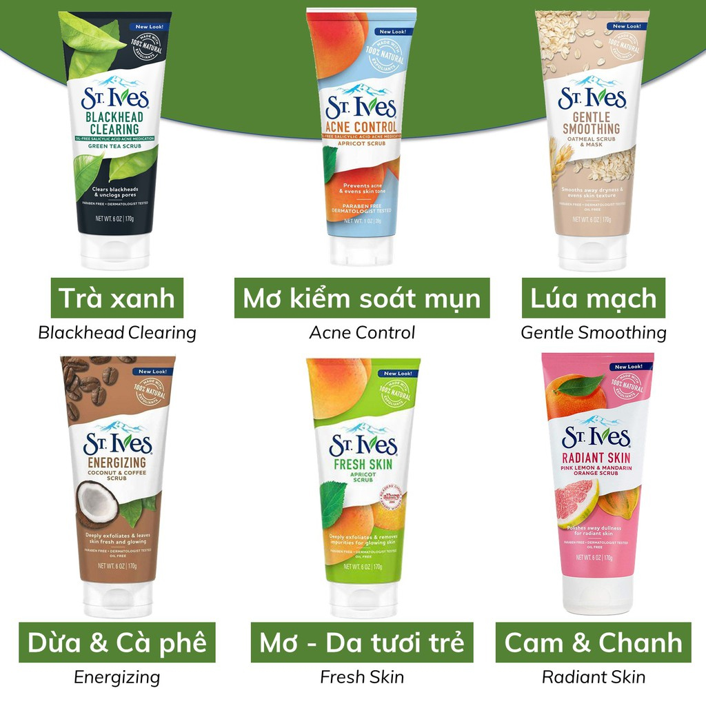 Sữa Rửa Mặt Có Hạt ST.IVES Tẩy Da Chết Chiết Xuất Thiên Nhiên