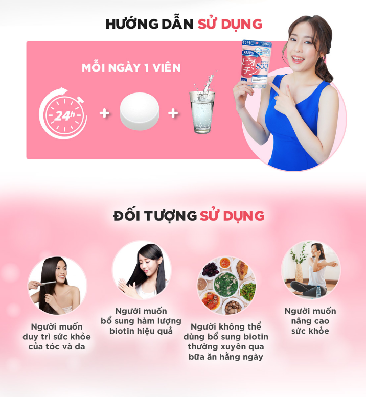 Viên Uống DHC Biotin Ngăn Rụng Tóc, Hỗ Trợ Tăng Cường Thể Lực Sustained Release (30 Viên/30 Ngày) - Dạng Túi
