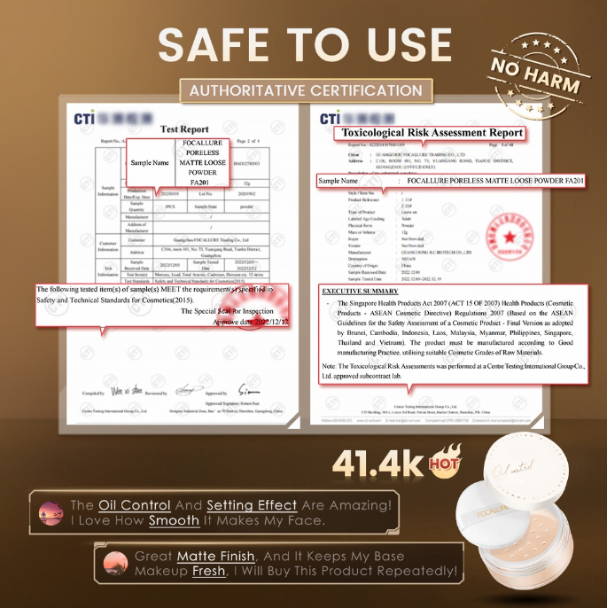 Phấn Phủ FOCALLURE Dạng Bột Kiềm Dầu Mềm Mại Tự Nhiên Poreless Matte Loose Powder FA-201 12