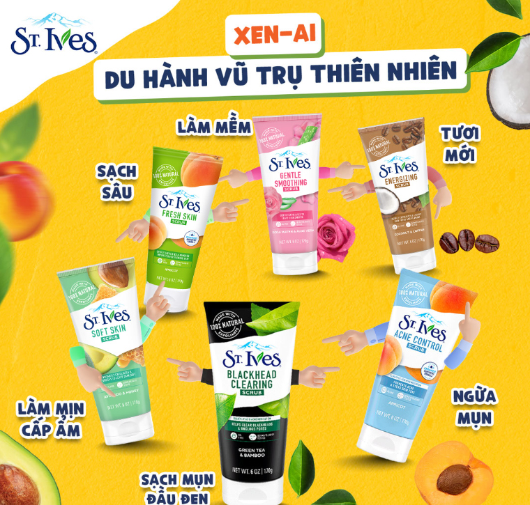 Sữa Rửa Mặt Có Hạt ST.IVES Tẩy Da Chết Chiết Xuất Thiên Nhiên