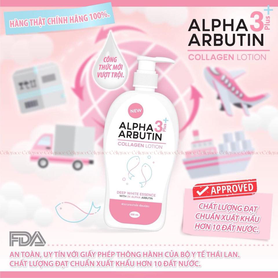 Sữa Dưỡng Thể Precious Skin Alpha Arbutin Dưỡng Trắng Da 3 Plus + Collagen 500ml