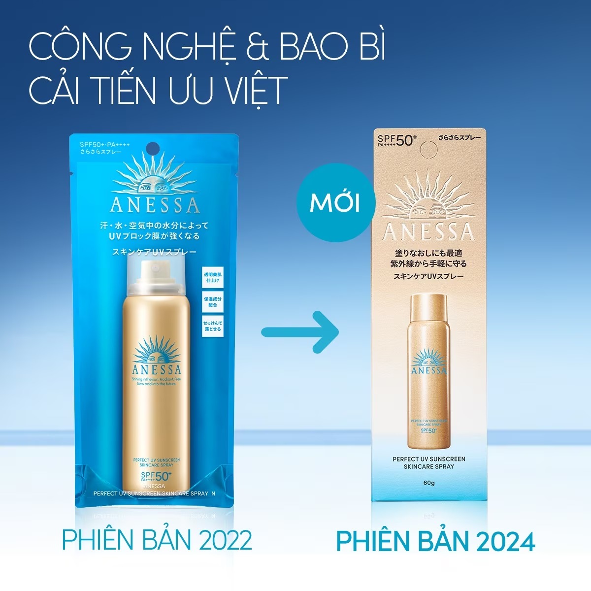 Xịt Chống Nắng Anessa Dưỡng Da Đa Năng 60g Perfect UV Sunscreen Skincare Spray N SPF50+ PA++++ (Mới)