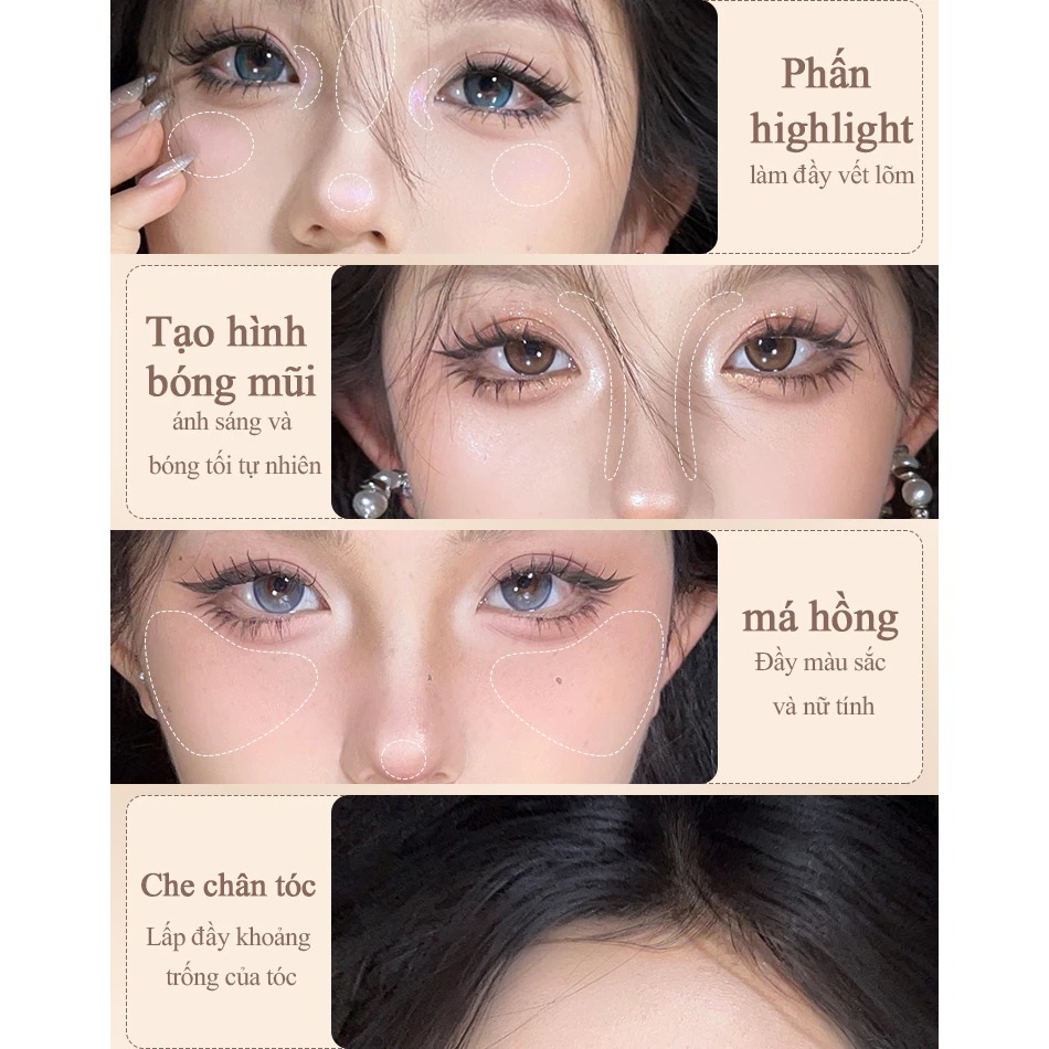 Bảng Phấn Bắt Sáng Và Tạo Khối VEECCI 4 Ô Tự Nhiên Lâu Trôi Chống Nước 9g