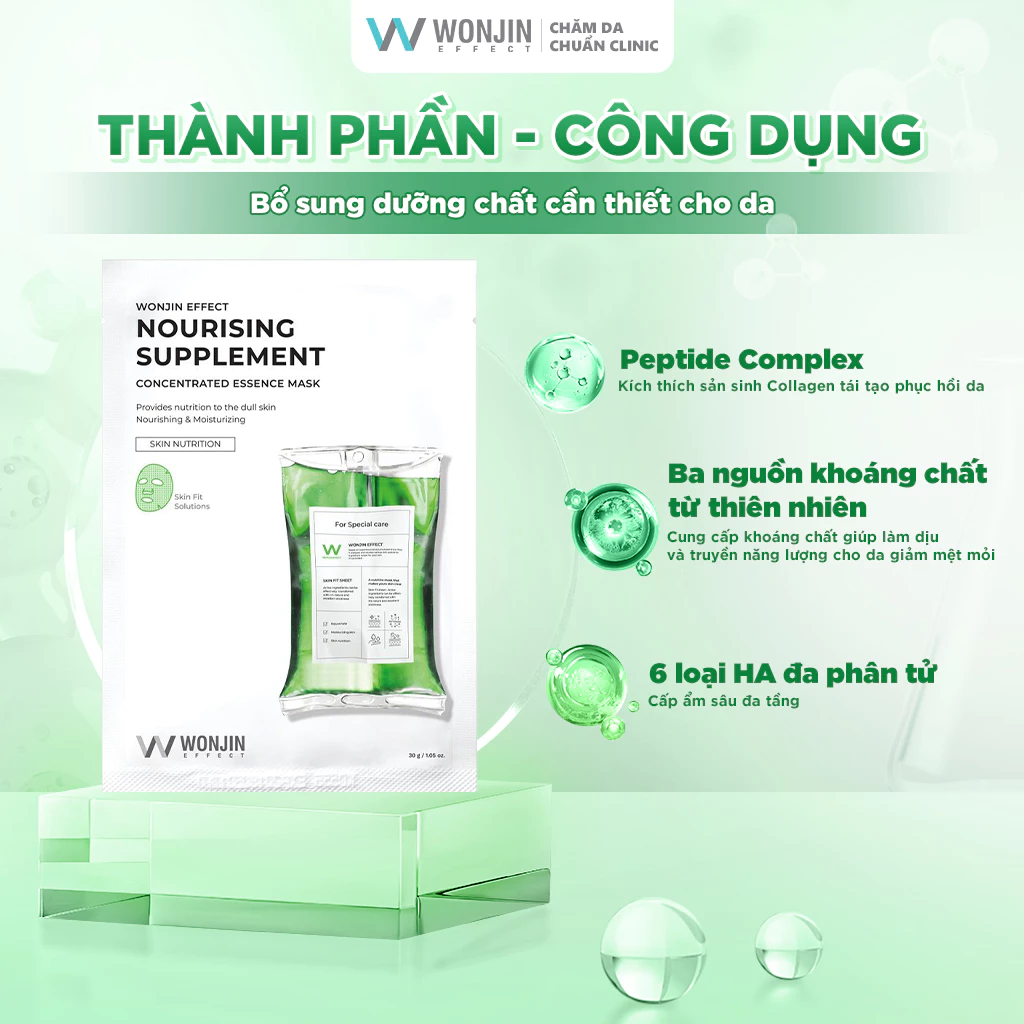 Mặt Nạ Cấp Ẩm, Hỗ Trợ Dưỡng Sáng, Phục Hồi Da Chuyên Sâu Wonjin Effect Concentrated Essence Mask 30g