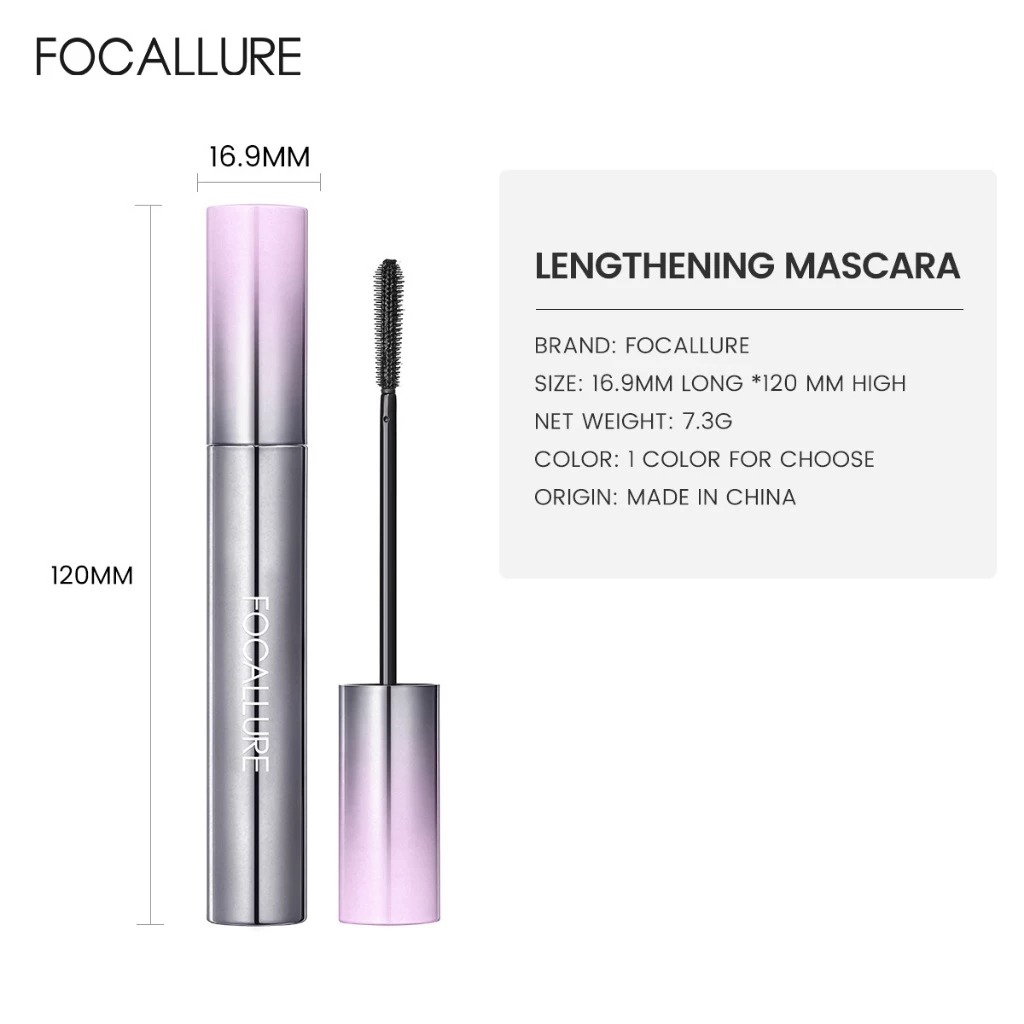 Mascara FOCALLURE Đầu Cọ Sợi Mảnh Lenthening BK01 7.3G