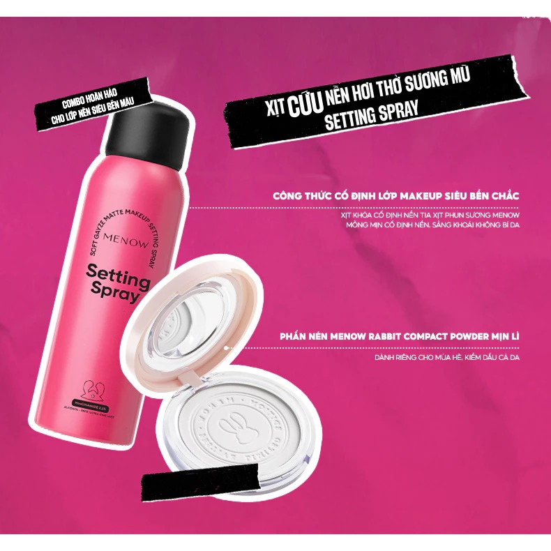 Xịt Khóa Nền Cấp Ẩm, Lâu Trôi MENOW Soft Gauze Matte Makeup Setting Spray 100ml