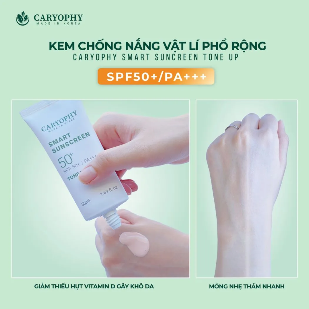 Kem Chống Nắng Caryophy Nâng Tông Smart Sunscreen Tone Up SPF50+/PA+++ 50ml