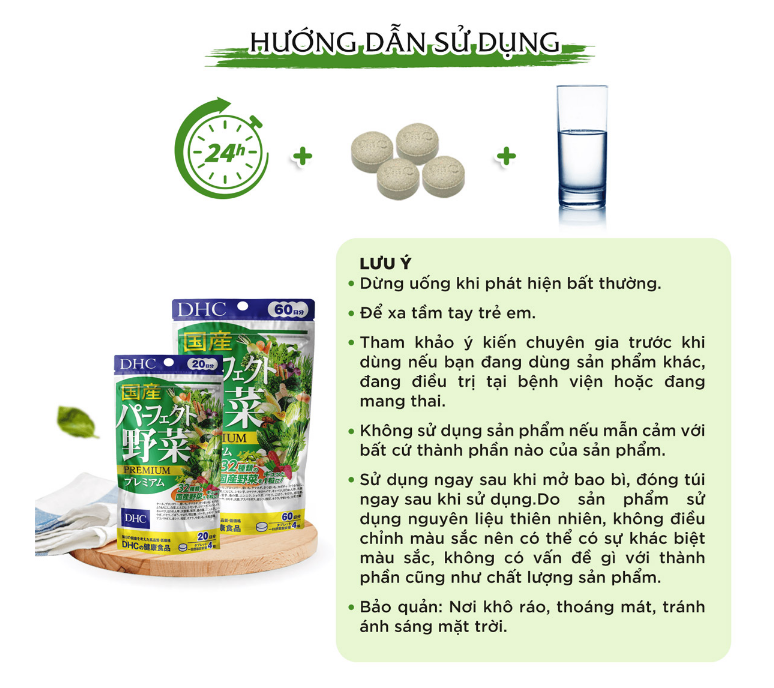 Viên Uống DHC Rau Củ Quả Tổng Hợp Bổ Sung Dinh Dưỡng Perfect Vegetable - Premium Japanese Harvest (Dạng Túi)