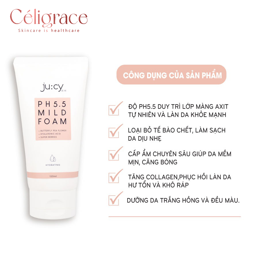 [Mẫu Mới] Sữa Rửa Mặt Ju:cy pH5.5 Mild Foam 130ml